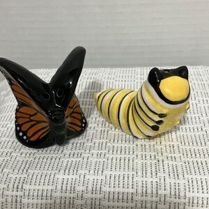 Butterfly and Caterpillar Salt and Pepper Shakers